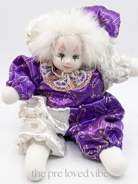 Vintage 6" Hard Plastic Face Mardi Gras Renaissance Clown Jester